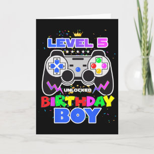 Tarjeta Nivel 5 Desbloqueado Videojuego Cumpleaños Niño Ju