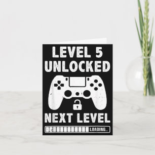 Tarjeta Nivel 5 desbloqueado videojuego retro cumpleaños 5