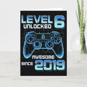 Tarjeta Nivel 6 Desbloqueado Fiesta de Videojuegos Cumplea