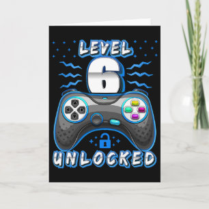 Tarjeta Nivel 6 Desbloqueado Videojuego Cumpleaños 6 Jugad