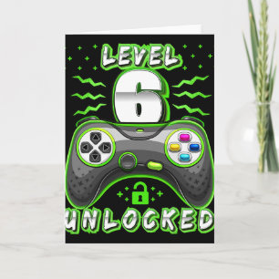 Tarjeta Nivel 6 Desbloqueado Videojuego Cumpleaños 6 Niño