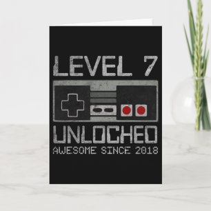 Tarjeta Nivel 7 Desbloqueado Cumpleaños 7 7 Años Videojueg
