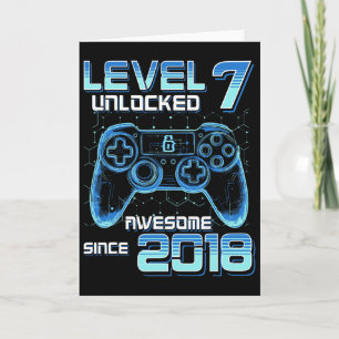 Tarjeta Nivel 7 Desbloqueado Fiesta de Videojuegos Cumplea