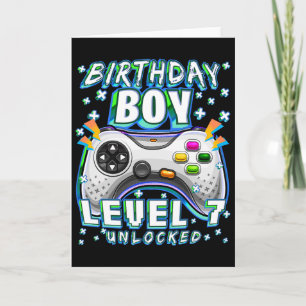 Tarjeta Nivel 7 Desbloqueado Videojuego Cumpleaños 7 Jugad