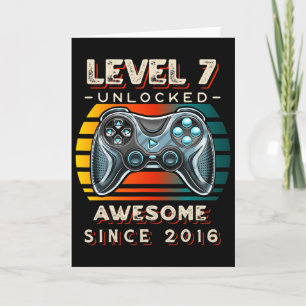 Tarjeta Nivel 7 Desbloqueado Videojuego Siete 7 Cumpleaños