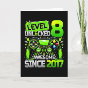 Tarjeta Nivel 8 Desbloqueado Increíble Desde Cumpleaños 8