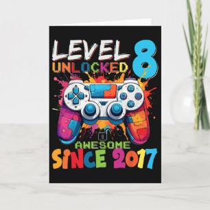 Tarjeta Nivel 8 Desbloqueado Increíble Videojuegos Cumplea