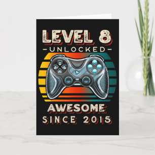 Tarjeta Nivel 8 Desbloqueado Videojuego Cumpleaños 8 8 Año