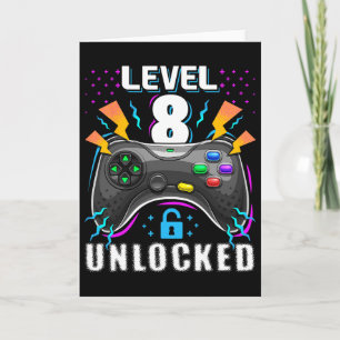 Tarjeta Nivel 8 Desbloqueado Videojuego Cumpleaños 8 Gif p