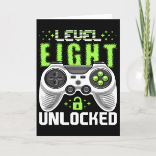 Tarjeta Nivel 8 Desbloqueado Videojuego Cumpleaños 8 Gif p
