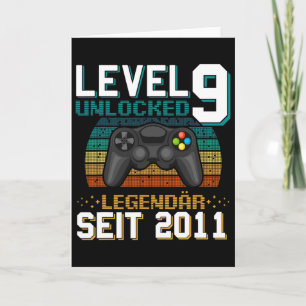 Tarjeta Nivel 9 Desbloqueado Cumpleaños 9 9 Años Videojueg