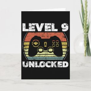 Tarjeta Nivel 9 Desbloqueado Divertido Videojugador Cumple