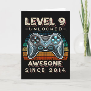 Tarjeta Nivel 9 Desbloqueado Videojuego Cumpleaños 9 9 Año