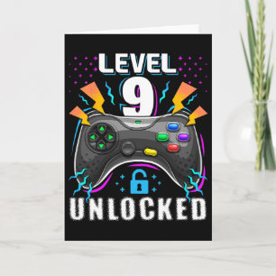 Tarjeta Nivel 9 Desbloqueado Videojuego Cumpleaños 9 Gif p