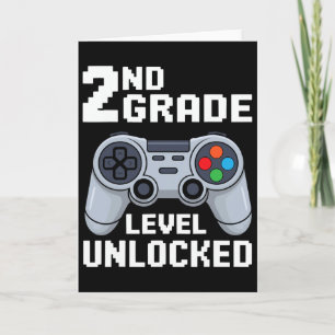 Tarjeta Nivel de 2do Grado Desbloqueado Gamer Primer Día d