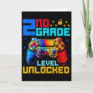 Tarjeta Nivel de 2do Grado Desbloqueado Gamer Primer Día d