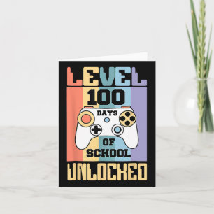 Tarjeta Nivel Retro 100 Días De Escuela Niños Jugadores De