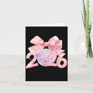 Tarjeta Nk Bow Coquette Bola de Disco Feliz Año Nuevo 2026