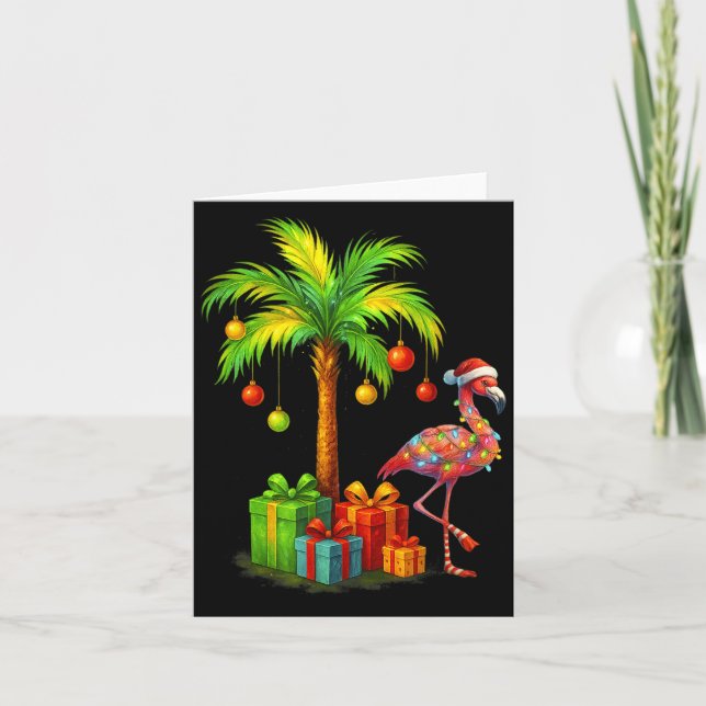 Tarjeta Nk Flamingo Christmas Palm Tree Trocal Xmas  (Anverso)