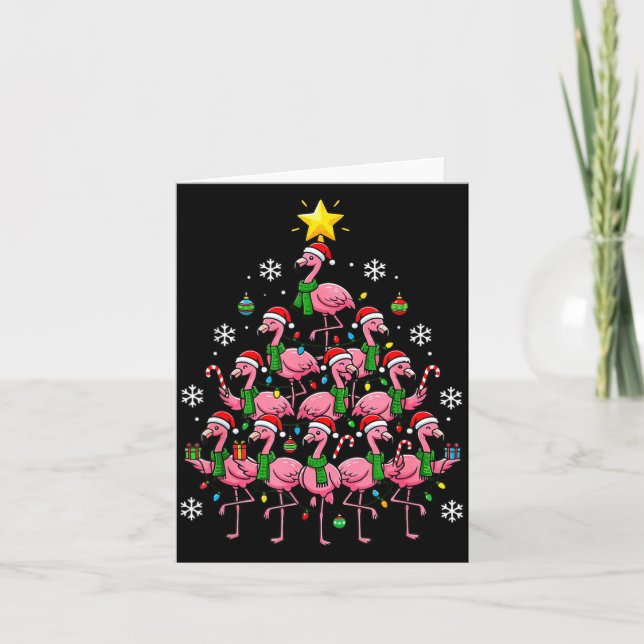 Tarjeta Nk Flamingo Christmas Tree Santa Flamingo Holiday  (Anverso)