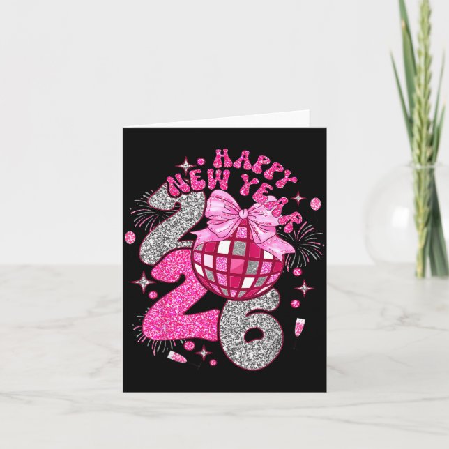 Tarjeta Nk Happy New Year 2026 Bow Disco  (Anverso)