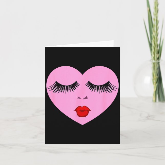 Tarjeta Nk Lady Heart With Eyelashes Valentines Day Kiss  (Anverso)
