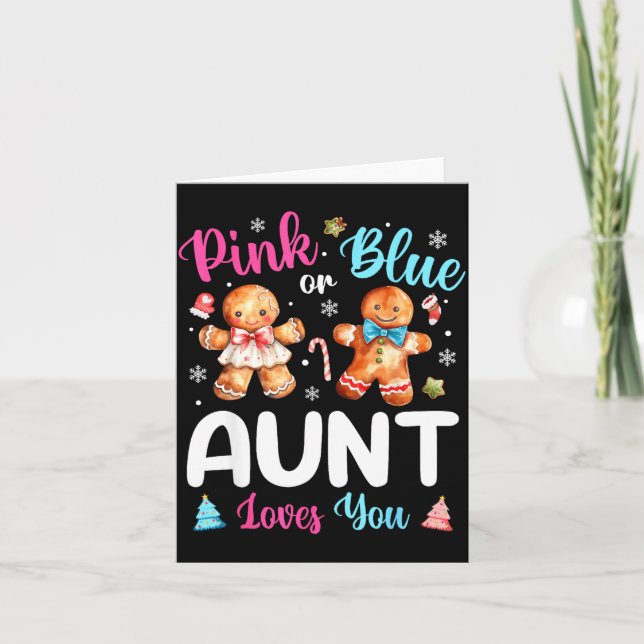 Tarjeta Nk Or Blue Aunt Loves You Gender Reveal Christmas  (Anverso)