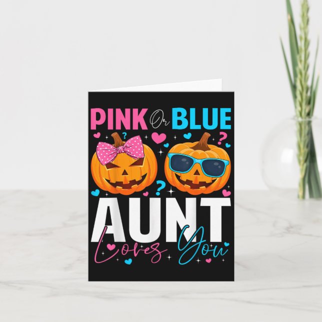 Tarjeta Nk Or Blue Aunt Loves You Pumpkin Halloween Gender (Anverso)