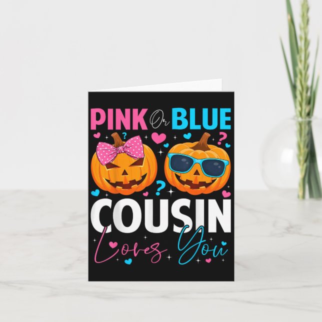 Tarjeta Nk Or Blue Cousin Loves You Pumpkin Halloween Gend (Anverso)