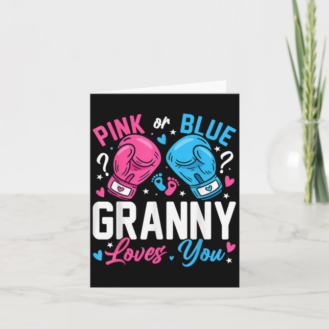 Tarjeta Nk Or Blue Granny Loves You Boxing Gender Reveal  (Anverso)