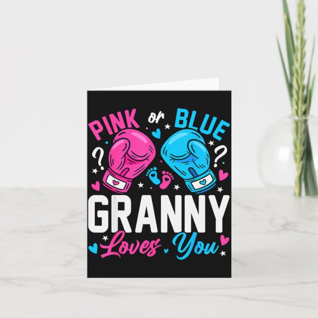 Tarjeta Nk Or Blue Granny Loves You Boxing Gender Reveal  (Anverso)