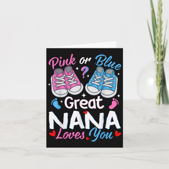 Tarjeta Nk Or Blue Great Nana Loves You Gender Reveal  (Anverso)