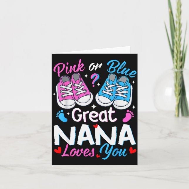 Tarjeta Nk Or Blue Great Nana Loves You Gender Reveal  (Anverso)