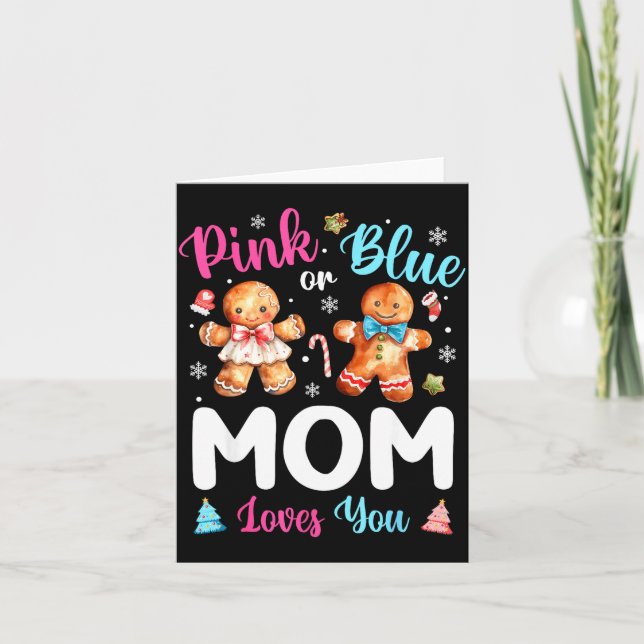 Tarjeta Nk Or Blue Mom Loves You Gender Reveal Christmas  (Anverso)