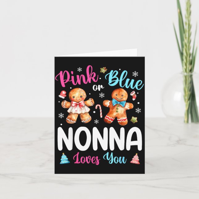 Tarjeta Nk Or Blue Nonna Loves You Gender Reveal Christmas (Anverso)