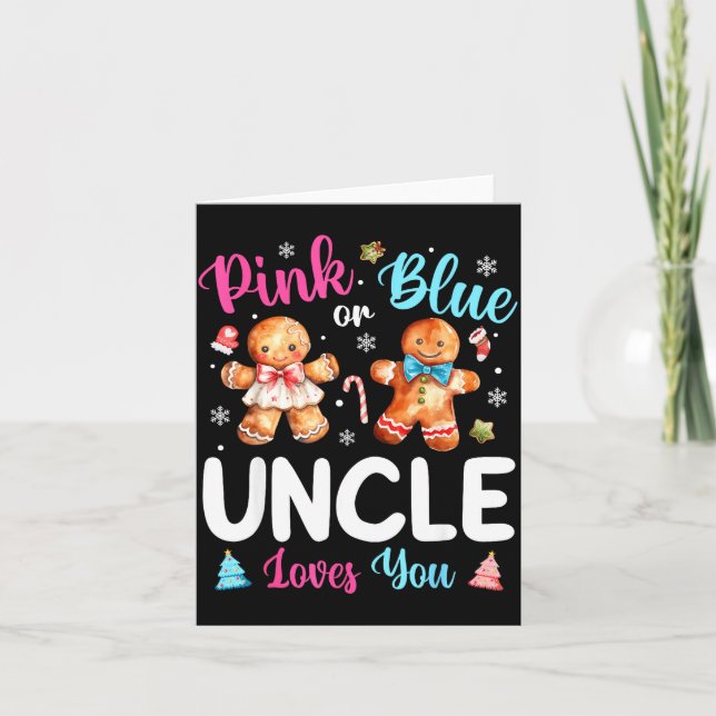 Tarjeta Nk Or Blue Uncle Loves You Gender Reveal Christmas (Anverso)