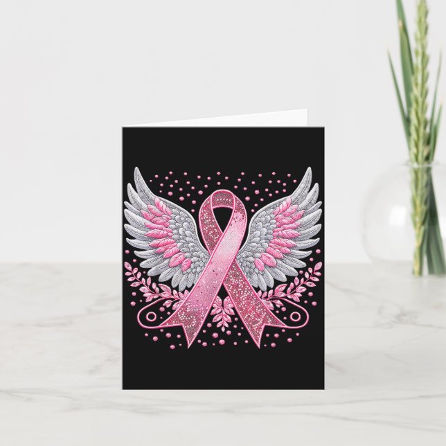 Tarjeta Nk Ribbon Angel Wings Breast Cancer Awareness Wome (Anverso)
