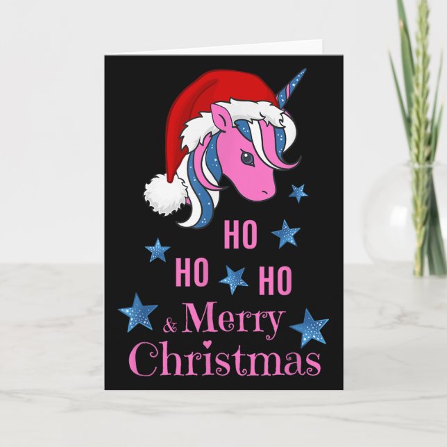 Tarjeta Nk Unicorn Santa Merry Christmas  (Anverso)