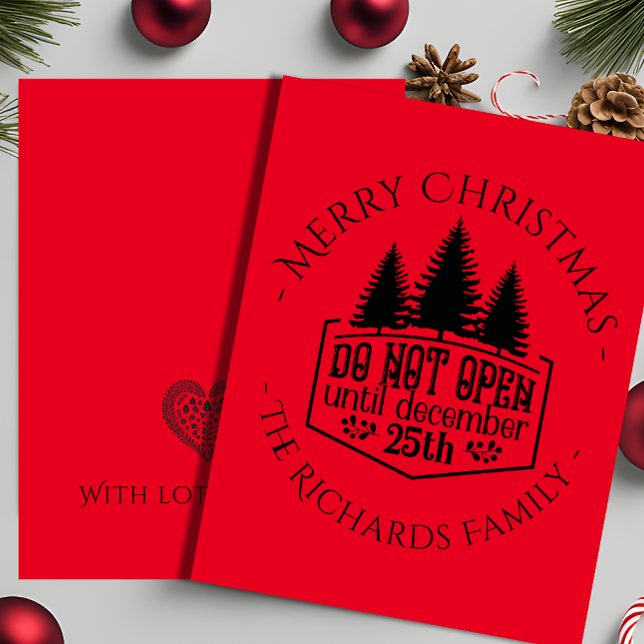 Tarjeta No abrir hasta - Navidades personalizados rojos (Do not Open until - Red Personalized Christmas  Card)
