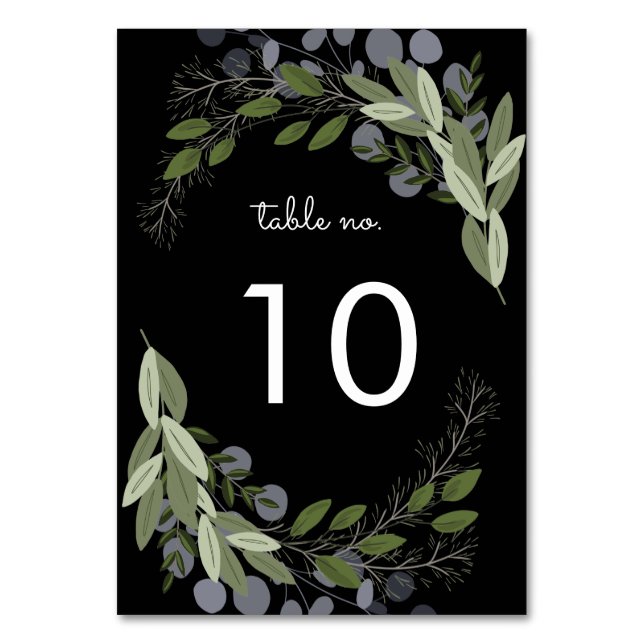Tarjeta No. de mesa de Bodas de medianoche (Anverso)