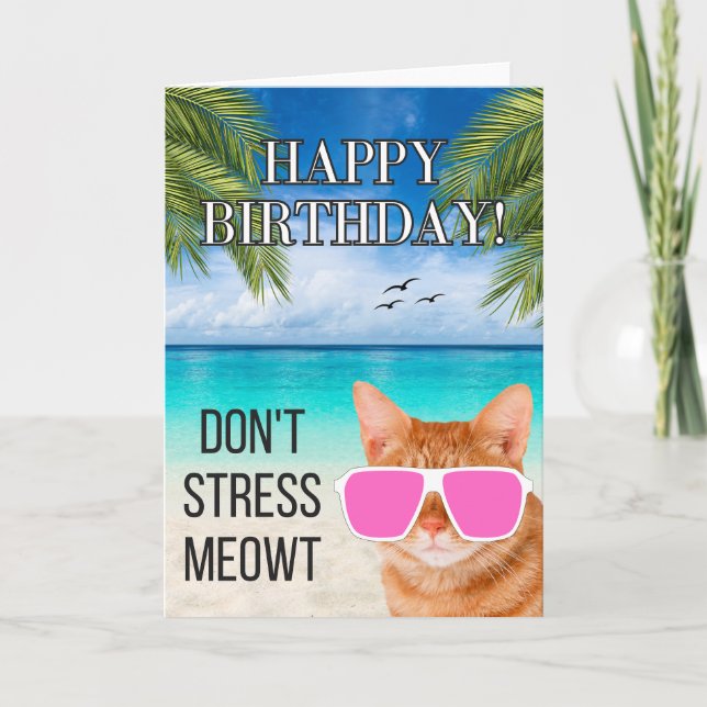 Tarjeta No enfatizar Meowt Funny Tabby Cat Feliz cumpleaño (Anverso)