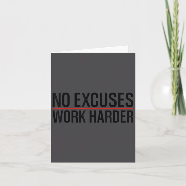 Tarjeta No Excuses Work _ Harder Bodybuilding Gym Motivati (Anverso)