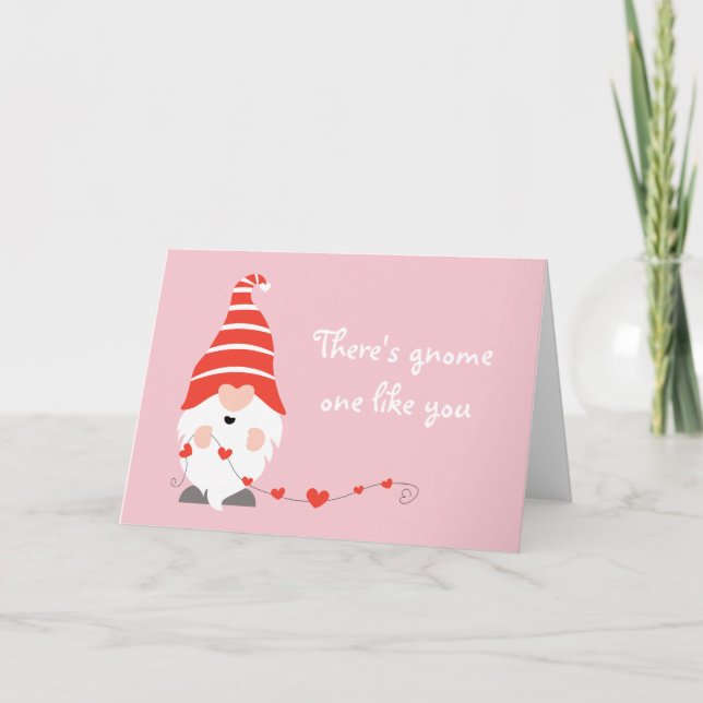 Tarjeta No Hay Gnomo Como Tú Rosa Rojo (Anverso)