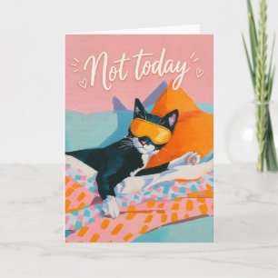 Tarjeta No Hoy Gato Acogedor Estado de Ánimo Relajado