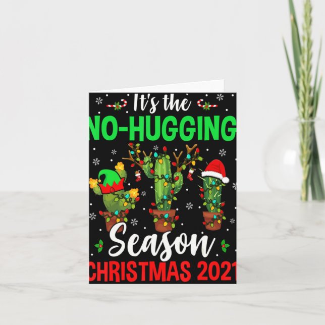 Tarjeta No Hugging Season Xmas 2021 Elf Reindeer Santa Ca  (Anverso)