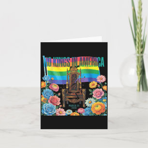 Tarjeta No Kings en América Floral LBGTQ Arcoíris
