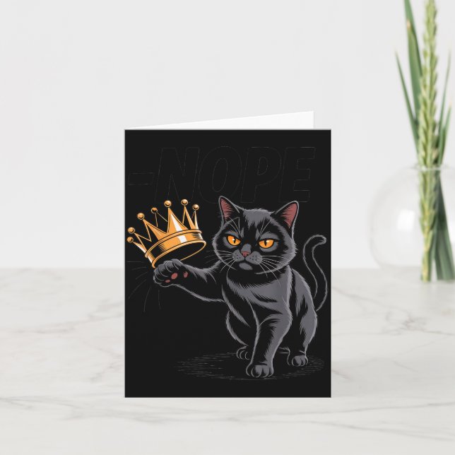 Tarjeta No Kings In America Funny Black Cat Kicking Crown  (Anverso)