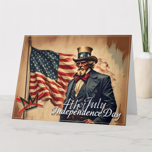 Tarjeta No Kings Uncle Sam Independence Day Art (Anverso)