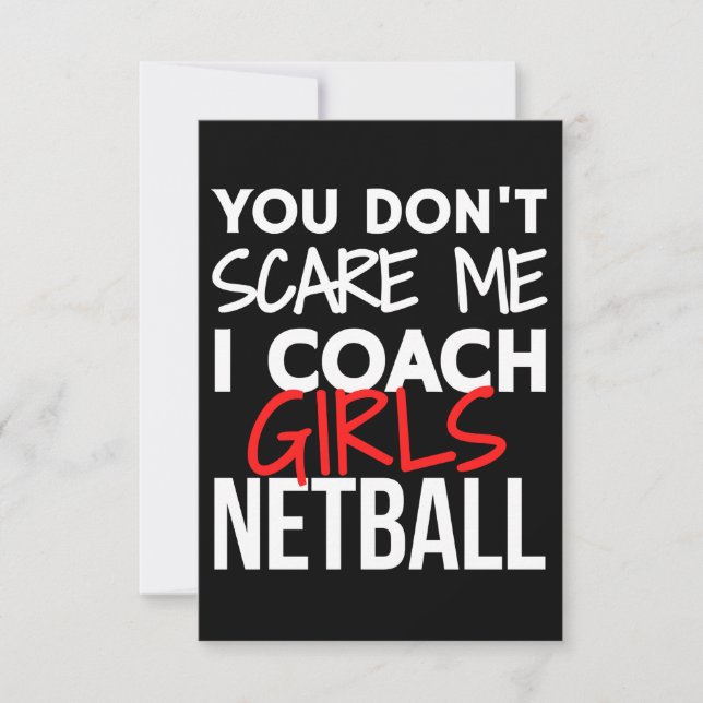 Tarjeta No me asustas, entreno chicas en netball. (Anverso)