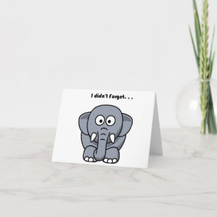 Tarjeta No me olvidé del divertido elefante gris de dibujo